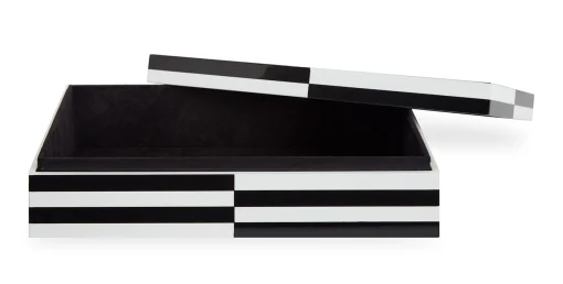 Jonathan Adler Schachtel Op Art Large Holz Weis Schwarz / Lack - 30 X 20 Cm - Schwarz - Weis Clearance