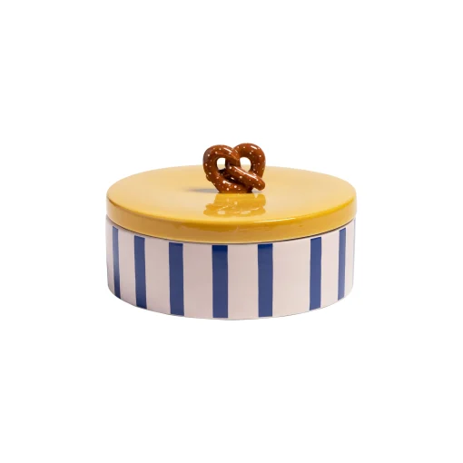 & klevering Schachtel Pretzel Keramik Bunt / O 23.5 X H 13,5 Cm - Keramik - Blau - Gelb Cheap