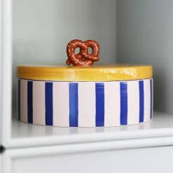 & klevering Schachtel Pretzel Keramik Bunt / O 23.5 X H 13,5 Cm - Keramik - Blau - Gelb Cheap
