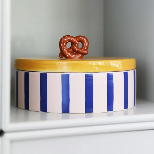 & klevering Schachtel Pretzel Keramik Bunt / O 23.5 X H 13,5 Cm - Keramik - Blau - Gelb Cheap