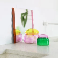 & klevering Schachtel Puffy Glas Bunt / O 13.5 X H 12 Cm - Glas - Gelb - Rosa New