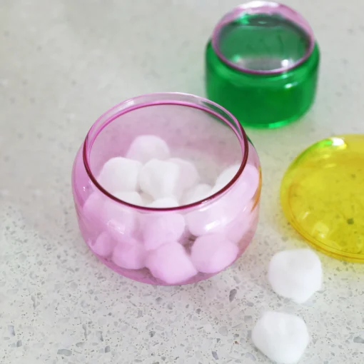 & klevering Schachtel Puffy Glas Bunt / O 13.5 X H 12 Cm - Glas - Gelb - Rosa New