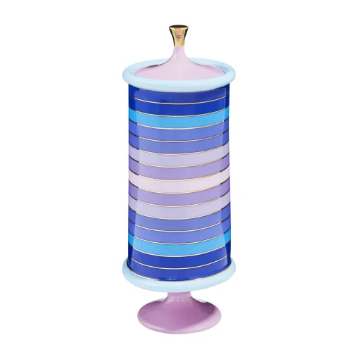 Jonathan Adler Schachtel Scala Stripe Keramik Blau Violett / Large - Porzellan / O 15 X H 37 Cm - Blau - Lavendel Cheap