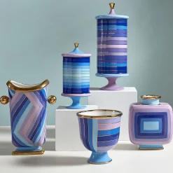 Jonathan Adler Schachtel Scala Stripe Keramik Blau Violett / Large - Porzellan / O 15 X H 37 Cm - Blau - Lavendel Cheap