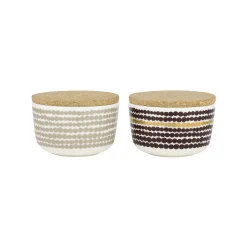 Marimekko Schachtel Siirtolapuutarha Keramik Bunt / 2Er-Set - Steinzeug Und Kork / 25 Cl - Braun - Gold - Lehm Sale