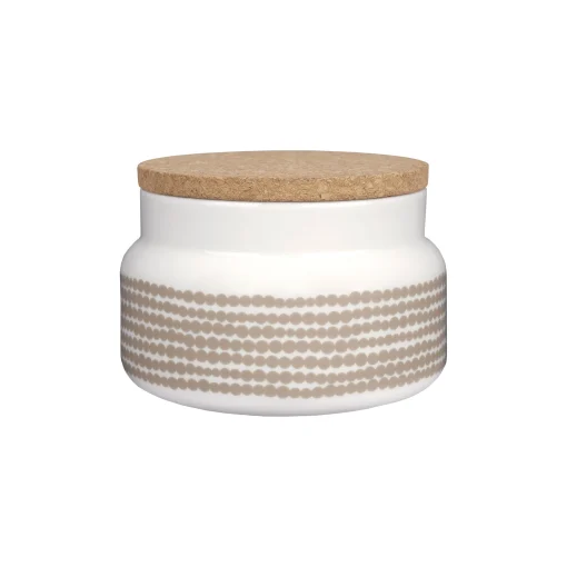 Marimekko Schachtel Siirtolapuutarha Keramik Beige / 0,7 L - Steinzeug & Kork - Lehm - Weis Hot