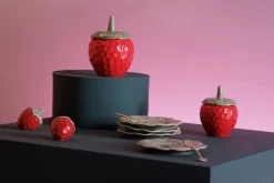& klevering Schachtel Strawberry Large Keramik Rot / O 14 X H 18,5 Cm - Keramik - Grun - Rot Shop