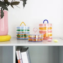 & klevering Schachtel Stripy Glas Bunt / O 10 X H 15 Cm - Blau - Gelb - Rosa Cheap