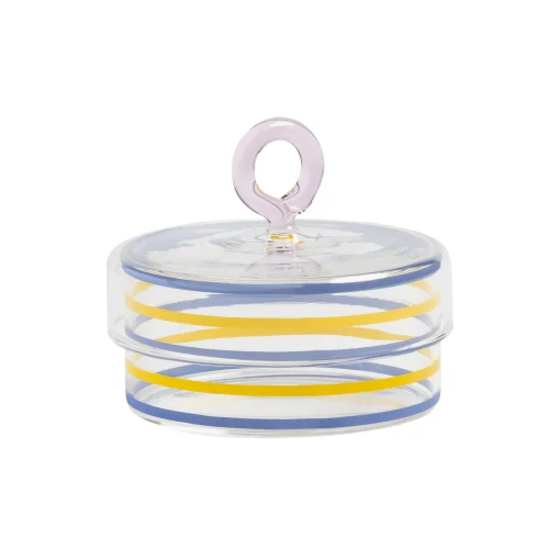 & klevering Schachtel Stripy Glas Bunt / O 10 X H 10 Cm - Gelb - Lavendel - Rosa Best