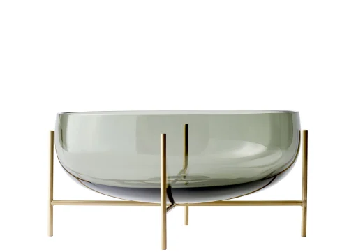 Menu Schale Echasse Metall Glas Grau Gold / O 29 Cm X H 28 Cm - Messing Geburstet - Rauchgrau Best