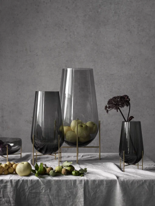 Menu Schale Echasse Metall Glas Grau Gold / O 29 Cm X H 28 Cm - Messing Geburstet - Rauchgrau Best