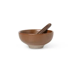 Ferm Living Schale  Keramikmit Loffel / Fur Salz, Marmelade, Tapenade - Braun Fashion