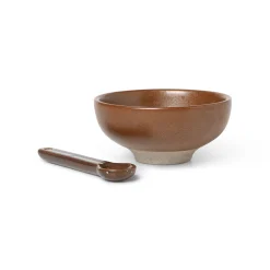 Ferm Living Schale  Keramikmit Loffel / Fur Salz, Marmelade, Tapenade - Braun Fashion