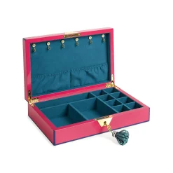Jonathan Adler Schmuckschatulle  Holz Rosa / 28 X 18 Cm - Holz Lackiert - Nachtblau - Rosa - Smaragdgrun Best Sale