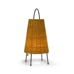 Ferm Living Schnurlosleuchte Porti Braided Faser Beige Rattan - O 25 X H 50 Cm - Rattan Natur - Schwarz Store