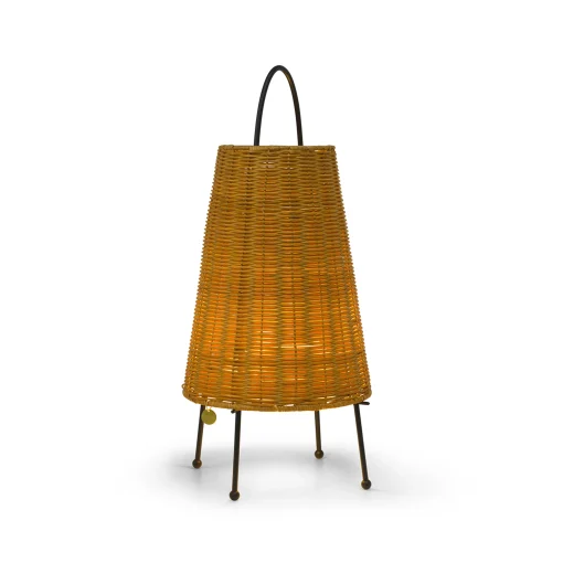 Ferm Living Schnurlosleuchte Porti Braided Faser Beige Rattan - O 25 X H 50 Cm - Rattan Natur - Schwarz Store