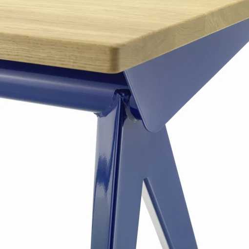 Vitra Schreibtisch Compas Direction Metall Blau Holz Natur / Jean Prouve, 1953 - L 125 Cm - Bleu Marcoule - Eiche Natur Clearance