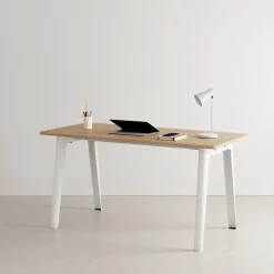 TIPTOE Schreibtisch New Modern Metall Holz Weis / 150 X 70 Cm - Oko-Zertifizierte Eiche - Eiche Natur - Wolkenweis Fashion