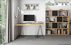 POP UP HOME Schreibtisch Oscar Holz Natur / L 140 X T 75 Cm - Eiche - Eiche Natur - Schwarz Sale