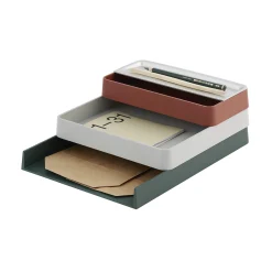 Muuto Schreibtisch-Organizer Arrange N°2 Plastikmaterial Bunt / Stapelbares 3Er-Set - Dunkelgrau - Hellgrau - Ziegel Shop
