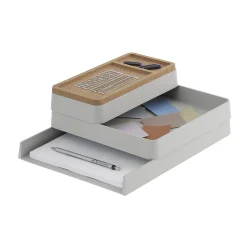 Muuto Schreibtisch-Organizer Arrange N°1 Plastikmaterial Grau / Stapelbares 3Er-Set - Hellgrau - Korkfarben Sale