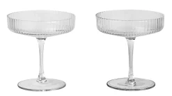 Ferm Living SektGläser Ripple Glas / 2Er-Set - Mundgeblasenes Glas - Transparent Discount