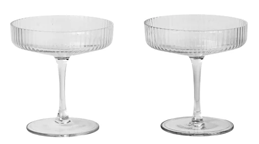 Ferm Living SektGläser Ripple Glas / 2Er-Set - Mundgeblasenes Glas - Transparent Discount