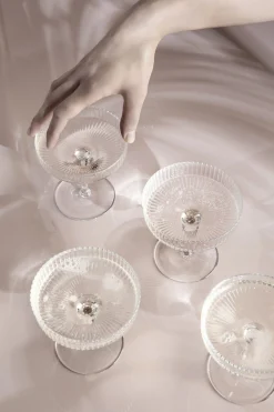 Ferm Living SektGläser Ripple Glas / 2Er-Set - Mundgeblasenes Glas - Transparent Discount