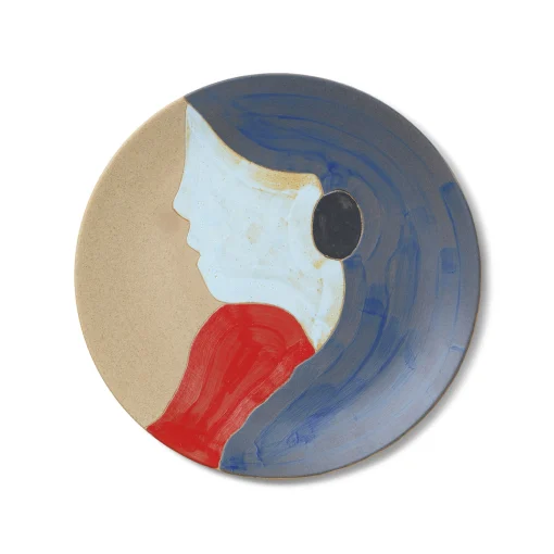 Ferm Living Servierplatte Ceramic Keramik / O 37,5 Cm - Kann An Der Wand Befestigt Werden - Bunt Discount
