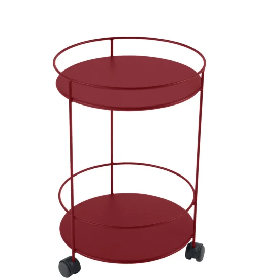 Fermob Servierwagen Guinguette Metall Rot / Mit Rollen - O 40 Cm X H 62 Cm - Pepper Sale