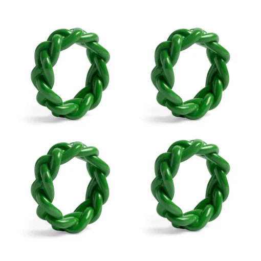 & klevering Serviettenring Braid Plastikmaterial/ 4Er Set - Polyesterharz - Grun Outlet