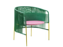 ames Sessel Caribe Lounge Plastikmaterial Grun - Currygelb - Grun - Rosa Fashion