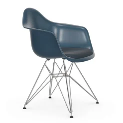 Vitra Sessel Dar - Eames Plastic Armchair Plastikmaterial Blau / (1950) - Sitzkissen - Blau - Meeresblau - Verchromt Hot