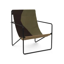 Ferm Living Sessel Desert Textil Grun / Gestell Schwarz - Plastikflaschen-Recycling - Braun - Olivgrun - Sand - Schwarz Flash Sale