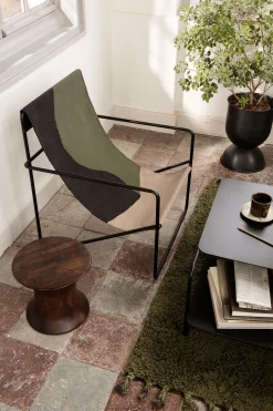 Ferm Living Sessel Desert Textil Grun / Gestell Schwarz - Plastikflaschen-Recycling - Braun - Olivgrun - Sand - Schwarz Flash Sale
