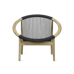 Vincent Sheppard Sessel Frida Lounge Textil Grau Holz Natur / Handgeflochtenes Polypropylenseil - Anthrazit - Teak/ Natur Fashion