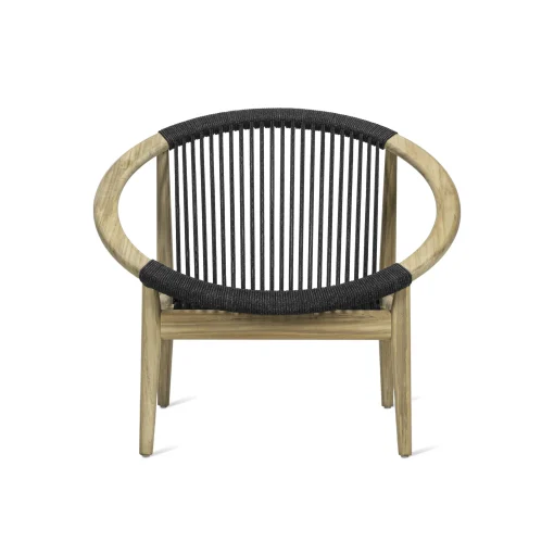 Vincent Sheppard Sessel Frida Lounge Textil Grau Holz Natur / Handgeflochtenes Polypropylenseil - Anthrazit - Teak/ Natur Fashion