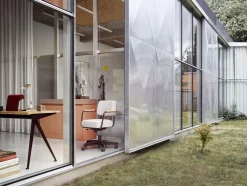 Vitra Sessel Mit Rollen Fauteuil Direction Pivotant Metall Textil Grau / Jean Prouve 1951 - Eiche Natur - Hellgrau - Japanisches Rot Clearance