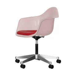 Vitra Sessel Mit Rollen Pacc - Eames Plastic Armchair Plastikmaterial Textil Rosa / (1950) - Gepolsterte Sitzflache - Rosa - Rot Shop