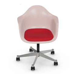 Vitra Sessel Mit Rollen Pacc - Eames Plastic Armchair Plastikmaterial Textil Rosa / (1950) - Gepolsterte Sitzflache - Rosa - Rot Shop