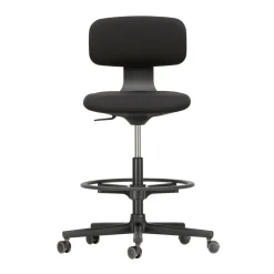Vitra Sessel Mit Rollen Rookie High Textil / Hochsitz - H 59 Bis 83,5 Cm - Schwarz Hot