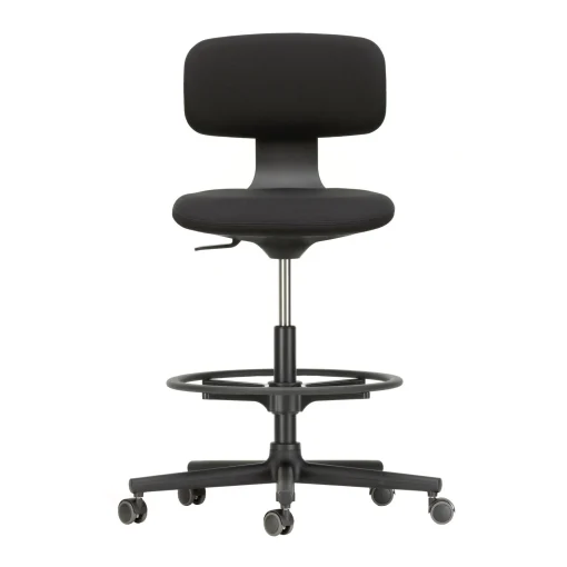 Vitra Sessel Mit Rollen Rookie High Textil / Hochsitz - H 59 Bis 83,5 Cm - Schwarz Hot