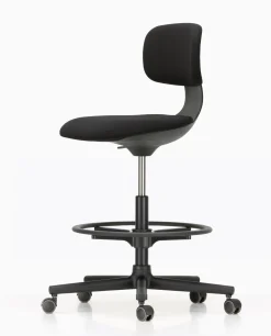 Vitra Sessel Mit Rollen Rookie High Textil / Hochsitz - H 59 Bis 83,5 Cm - Schwarz Hot