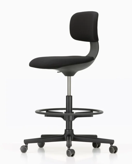 Vitra Sessel Mit Rollen Rookie High Textil / Hochsitz - H 59 Bis 83,5 Cm - Schwarz Hot