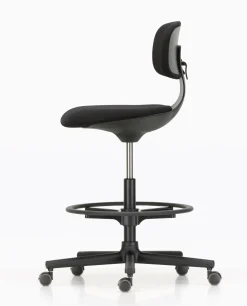 Vitra Sessel Mit Rollen Rookie High Textil / Hochsitz - H 59 Bis 83,5 Cm - Schwarz Hot