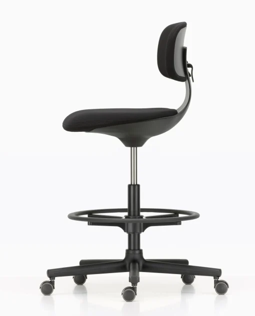 Vitra Sessel Mit Rollen Rookie High Textil / Hochsitz - H 59 Bis 83,5 Cm - Schwarz Hot
