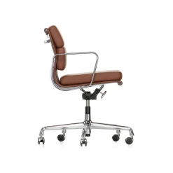 Vitra Sessel Mit Rollen Soft Pad Ea 217 Leder Braun / Mittelhohe Ruckenlehne - Leder / Eames, 1969 - Alu Chrome - Cognac Cheap