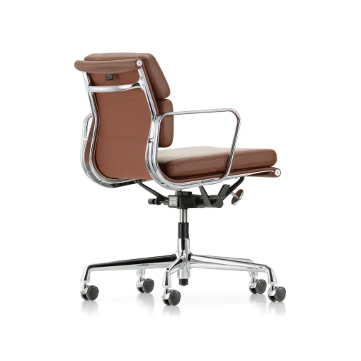 Vitra Sessel Mit Rollen Soft Pad Ea 217 Leder Braun / Mittelhohe Ruckenlehne - Leder / Eames, 1969 - Alu Chrome - Cognac Cheap