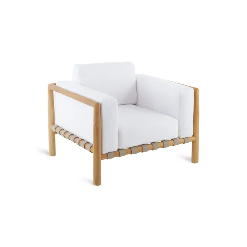 Unopiu Sessel Pevero Holz Natur / Teakholz - Ohne Kissen - Taupe - Teak Fashion