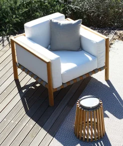 Unopiu Sessel Pevero Holz Natur / Teakholz - Ohne Kissen - Taupe - Teak Fashion